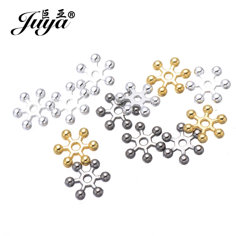 100pcs 4/6/8/10/12mm Snowflake Spacer Beads For Women Necklace Bracelet DIY Jewelry Making Findings Accessories Alloy Crafts