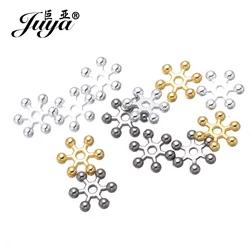 100pcs 4/6/8/10/12mm Snowflake Spacer Beads For Women Necklace Bracelet DIY Jewelry Making Findings Accessories Alloy Crafts