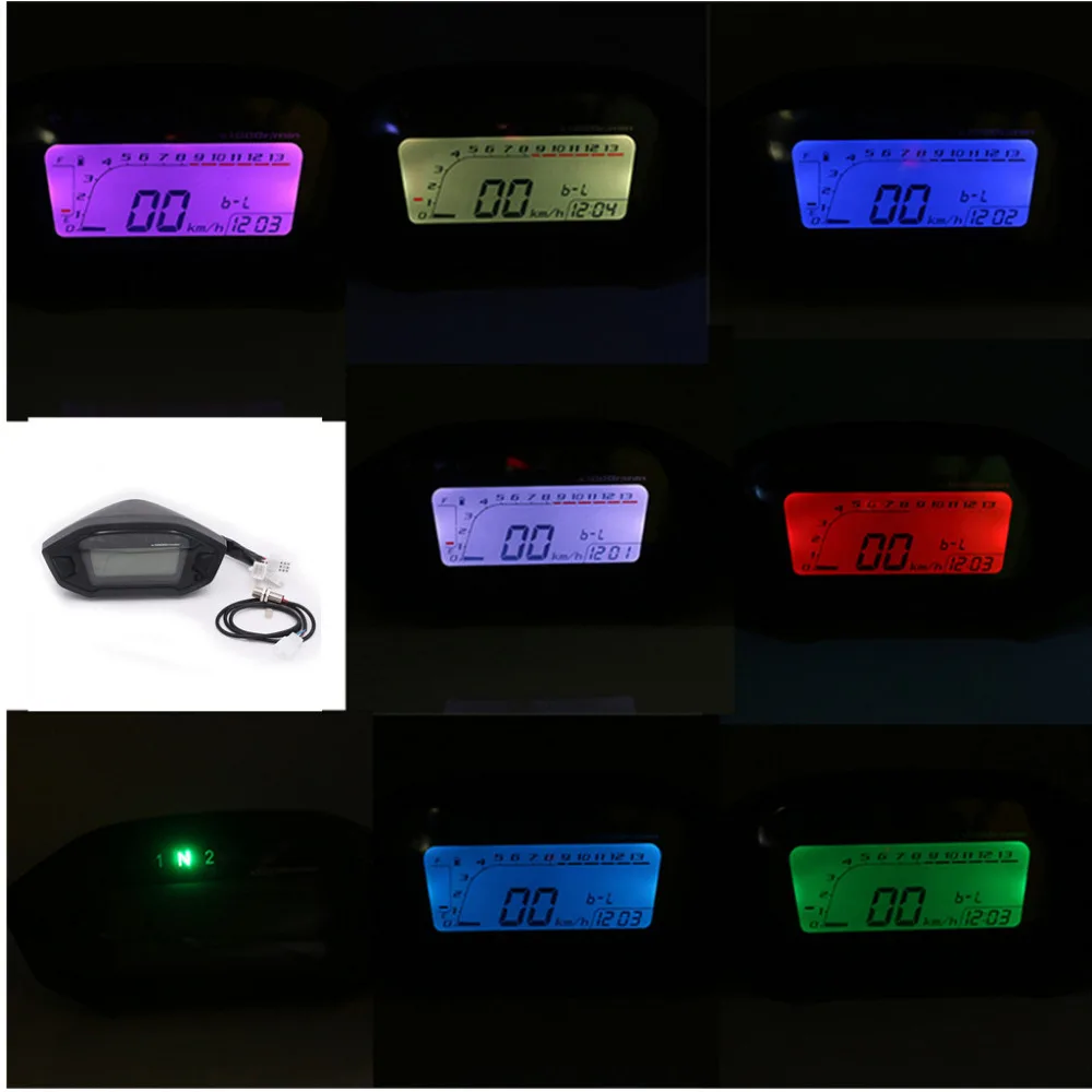 

Universal Motorcycle LCD Digital Speedometer Odometer Backlight Motorcycle for 2-4 Cylinders 1300r/min