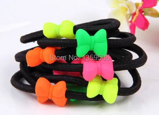 

Free shipping!100pcs Neon Bows Headband Elastic Hair Bands Ponytail Holder Hair Ties For Girls Accessories