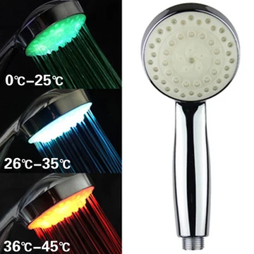 

3 colors desplay LED light hand-held bath room shower head with temperature sensor