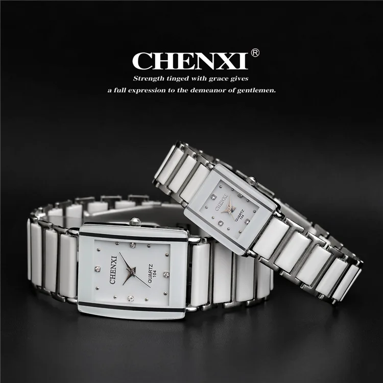 newest hot sales fashion high quality brand chenxi women men couples Leisure watch waterproof Square ceramics wristwatch CX-104