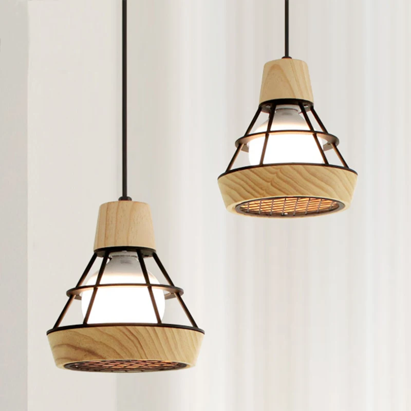 

E27 restaurant wooden bar aisle pendant lamp living room bedroom balcony Nordic modern pendant lights MZ12