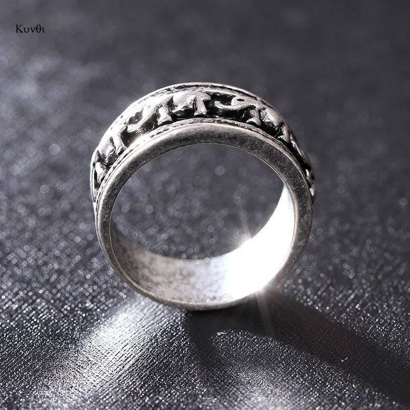 Vintage Sliver Plated Ring For Women Men Classic Punk Elephant Ring Fashion Female Party Gifts Jewelry