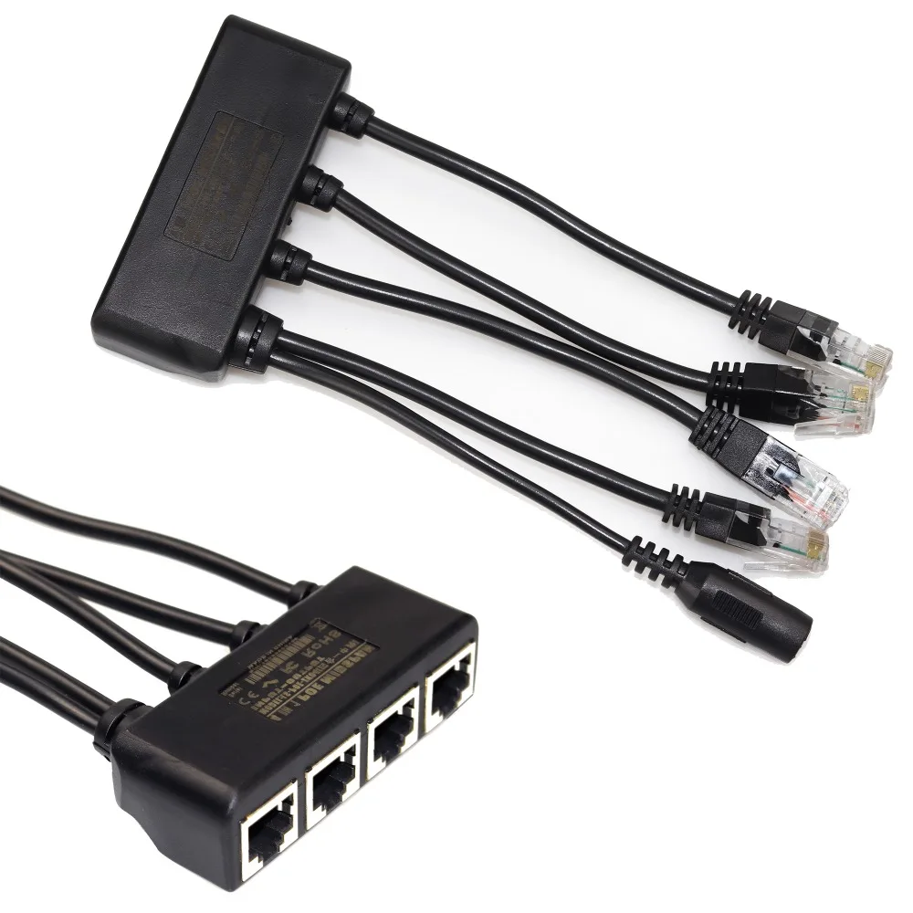 4 In 1 Power Over Ethernet Midspan Splitter Switch 10/100mbps IEEE802.3at/af 2A IP Camera Poe Splitter