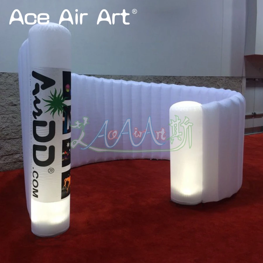 Removable Sticker 2.5m H Inflatbale Spiral Wall, Spiral Trade Show Kiosk Party  Wall with Led Lights By Ace Air Art