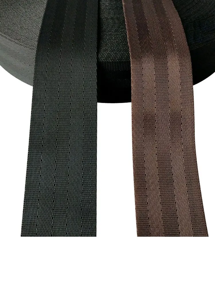 38mm Quality 2M Stripe Nylon Ribbon Car Safety Belt Backpack Bag Parts Black Coffee Webbing Car seat belts pet belts tow belt