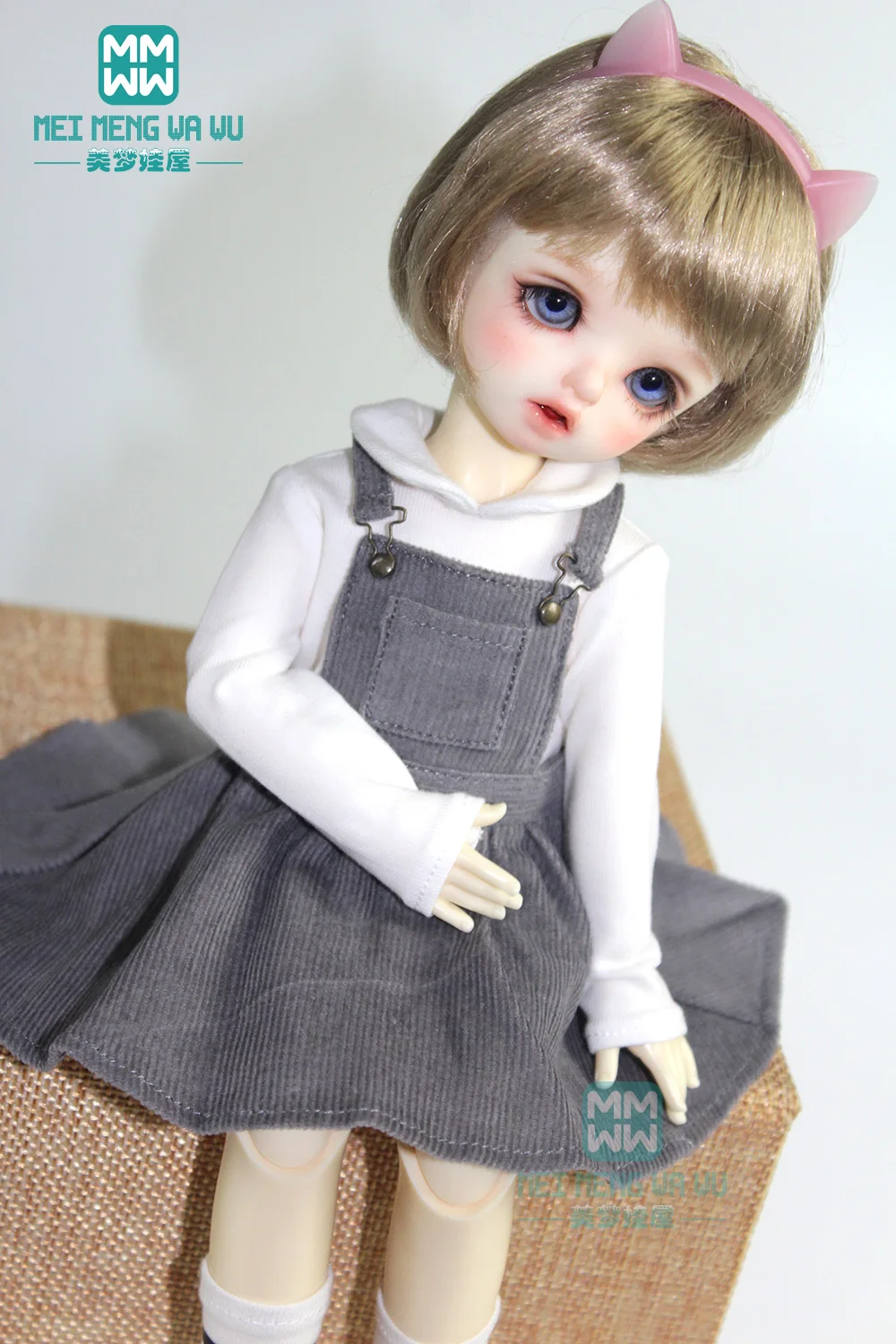 clothes for doll fit 30cm 1/6 BJD YOSD doll fashion T-shirt, strap dress, socks