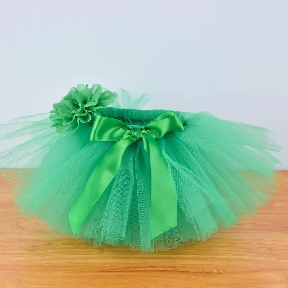 Green Baby Girls Fluffy Tutu Skirt & Headband Set Newborn Photo Prop Costume Infant Birthday Tulle Tutus Outfit  For 0-12M