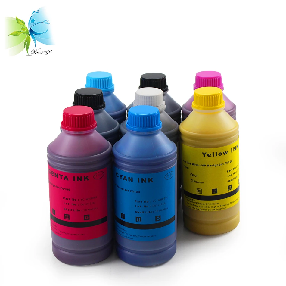 Winnerjet 8 colors X 1000ml water based dye ink for HP Z6100 designjet inkjet ink for HP 91 vivid color