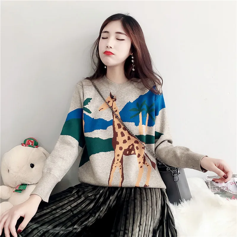 Sweater with deer Christmas jumper winter sweater pullovers female sweaters fashion 2018 women christmas sweater women DD1740