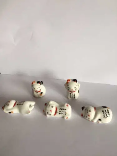 Novo conjunto de 5pcs suporte de cerâmica para pauzinhos descanso gatos propóticos