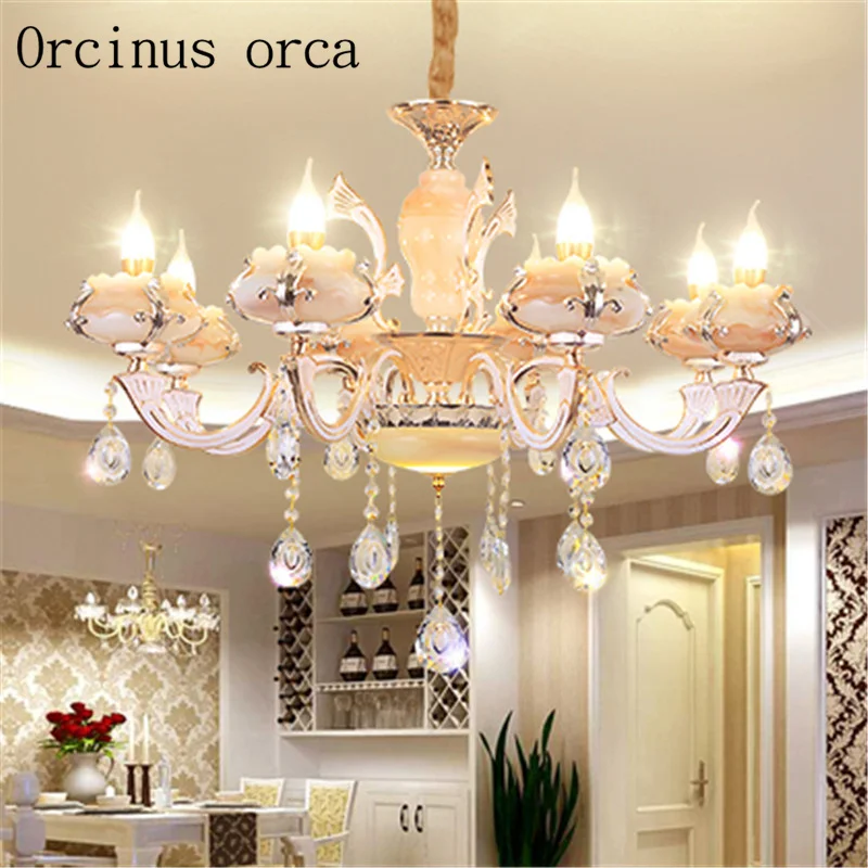 

European modern luxury jade crystal chandelier room hall bedroom Jane alloy led Chandelier free shipping