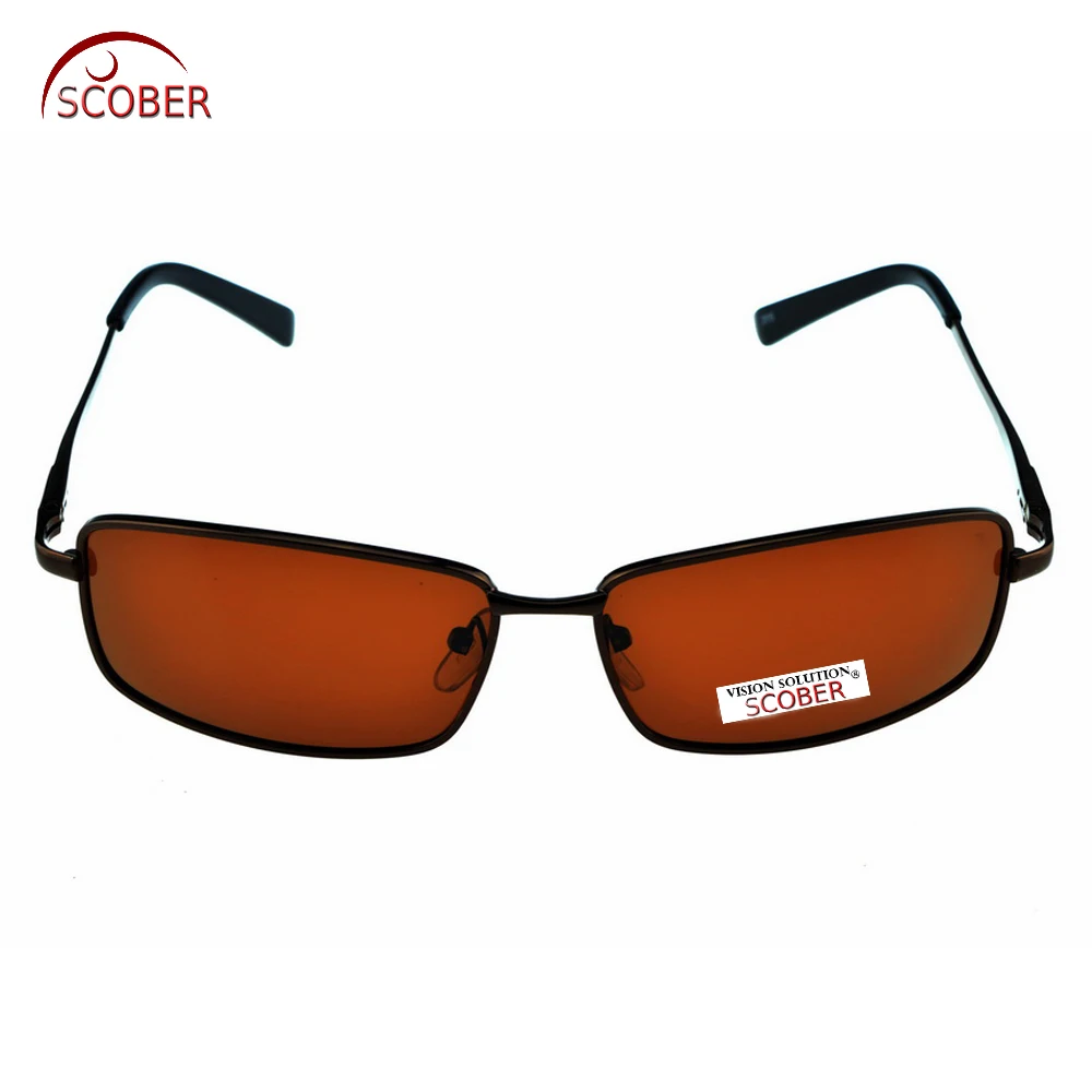 Rectangular Brown Polarized Sunglasses  Lens Eyeglasses Spring Hinge Driving Vintage Male Google Eyewear