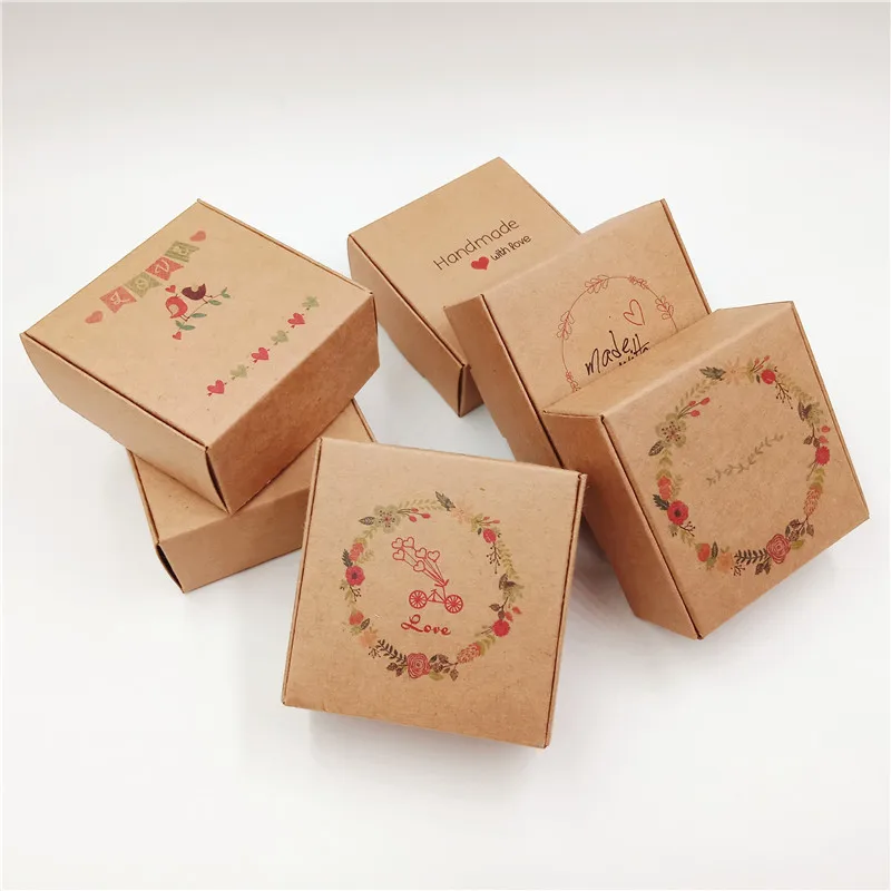 20pcs Kraft Paper Window Box For Products/Favors Jewelry Display Packing Gift Box Popular Cardboard Handmade Soap Case Boxes