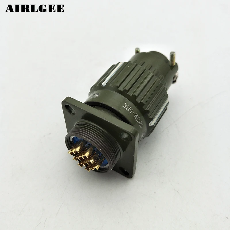 Y2M-14TK 21mm Screw Diameter 14 Pins Male Twist ArmyGreen Circular Connector Free shipping