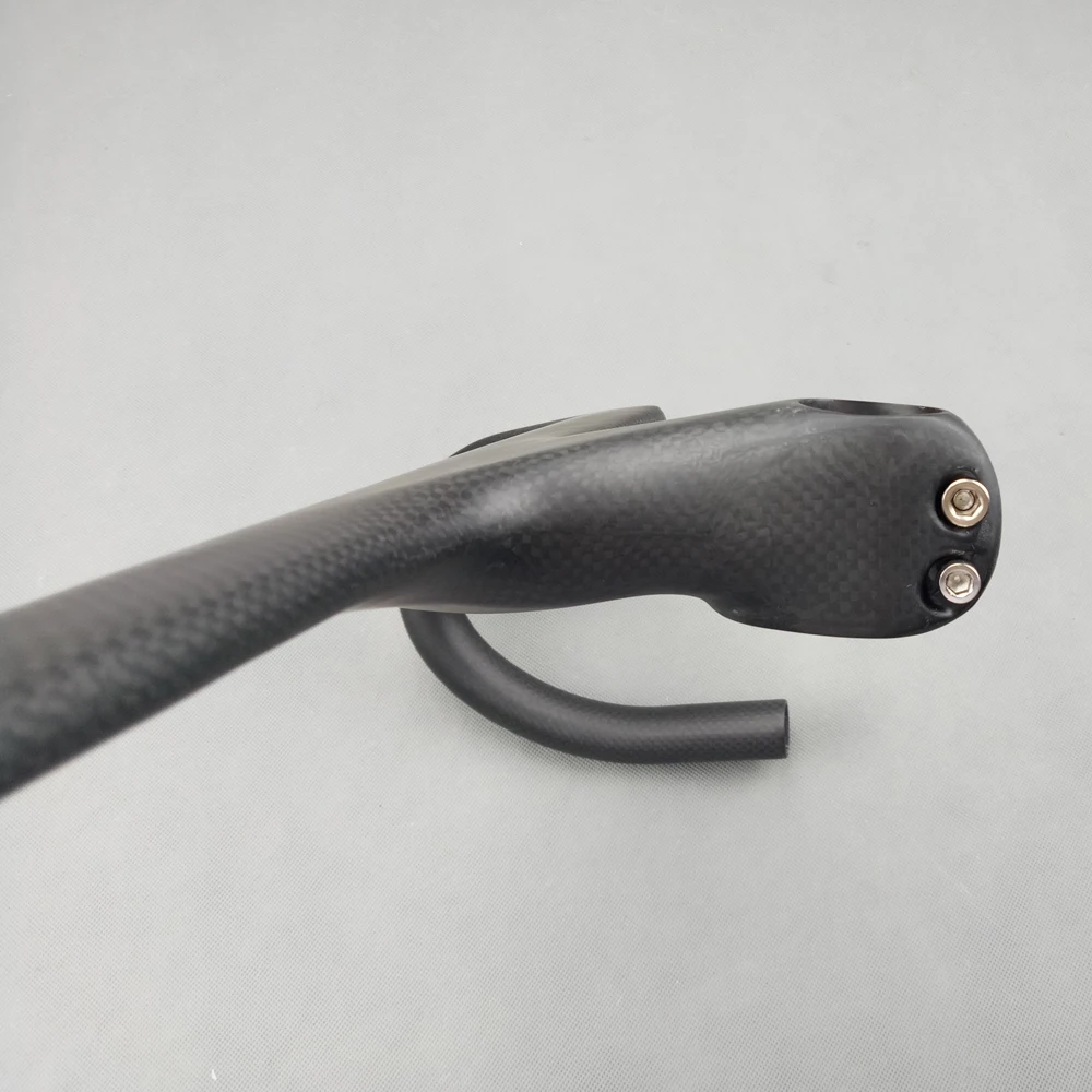 Integrated Handlebars with Stem for Road Bike, No Logo Cycling Carbon Handlebar, 28.6mm, 3K, UD Matte, 400, 420/440