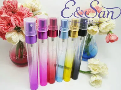 200Pcs/Lot 10ml Colorful Travel Glass Empty Aromatic Fragrance Fine Mist Spray Perfume Refillable Bottle Atomizer Portable