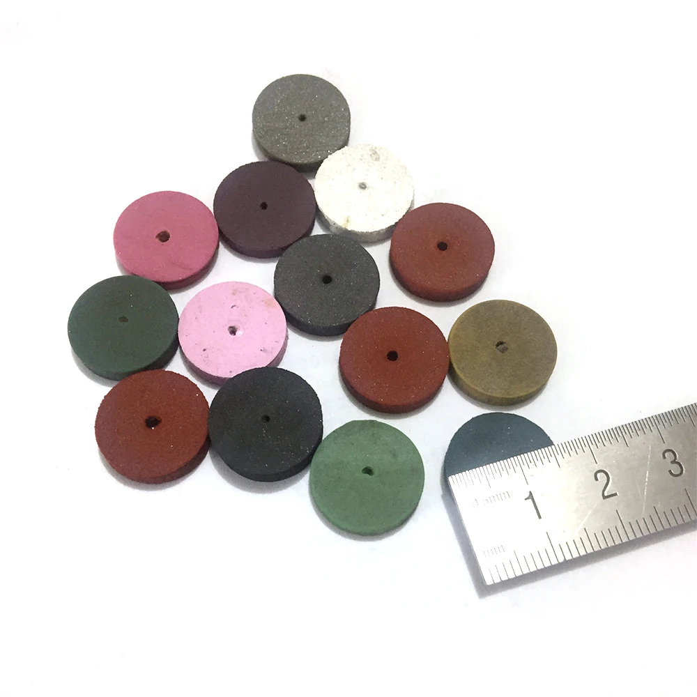 10PCS Flat Rubber Wheel Mixed Color Diamond Coarse Polish Round Abrasive Tool Accessories for Dremel Rotary Tools 15mmX3mm