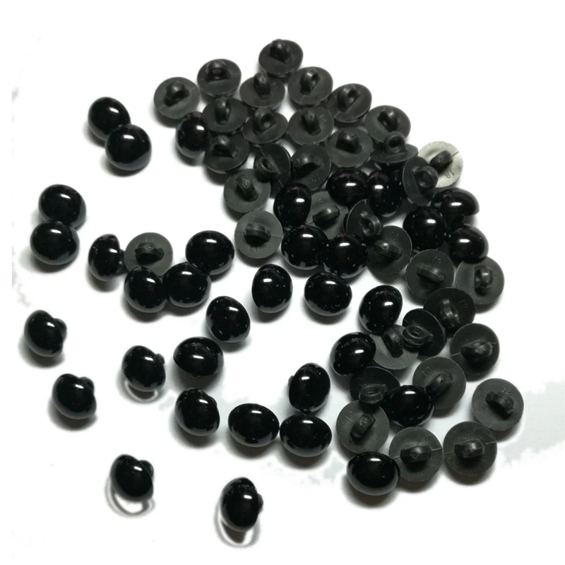 100PCS Black Buttons Round Eyeball Sewing Decorative Buttons Noses for dolls and toys Sewing Buttons for Clothing 9mm to 20mm