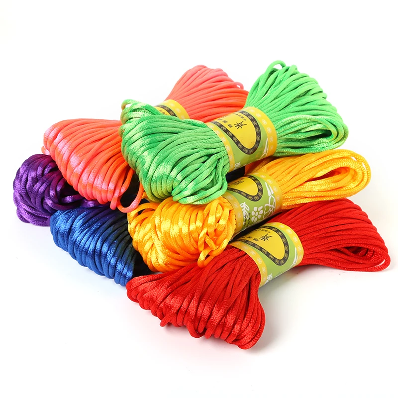 2mm 20meter Soft Satin Rattail Silk Macrame Cord Nylon Kumihimo  For DIY Chinese Knot Bracelet Necklace Jewelry Finding