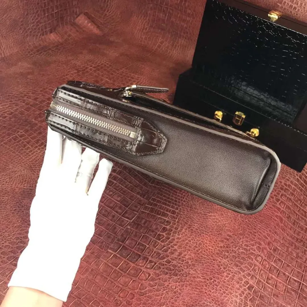 2018 Newly Men\'s Genuine/Real 100% Crocodile Skin men bag with head skin small size leisure fashion young men shoulder bag