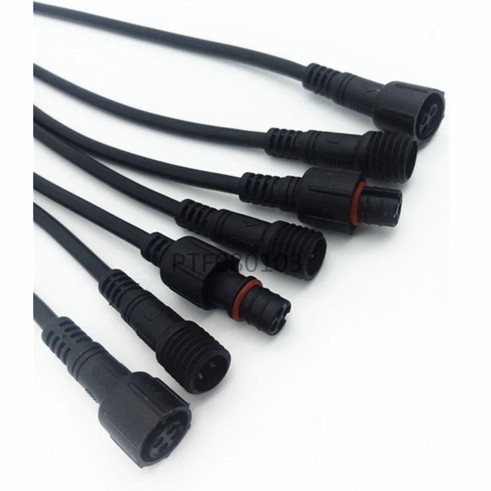 Impermeável LED Strip Conector do Cabo, Masculino e Feminino Cabo, Preto, 2Pin, 3Pin, 4Pin, IP66, 10 Pares