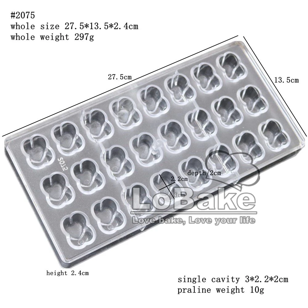 24 cavities Double Hearts shape PC Polycarbonate chocolate molds valentine's day forma to bake cozinha baking tools