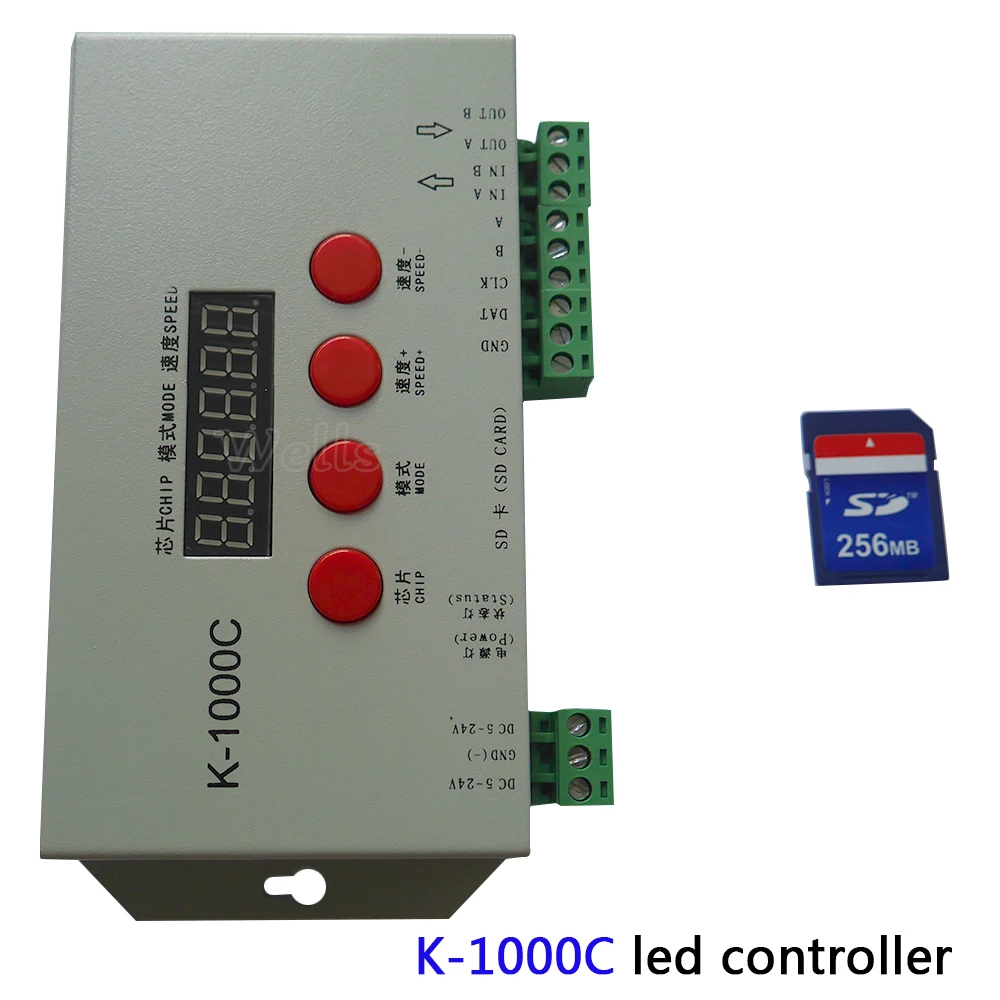 

K-1000C (T-1000S Updated) LED 2048 Pixels Program Controller DC5V 12V 24V WS2812B, WS2811, APA102, SK6812, 2801 LED Strip Dimmer