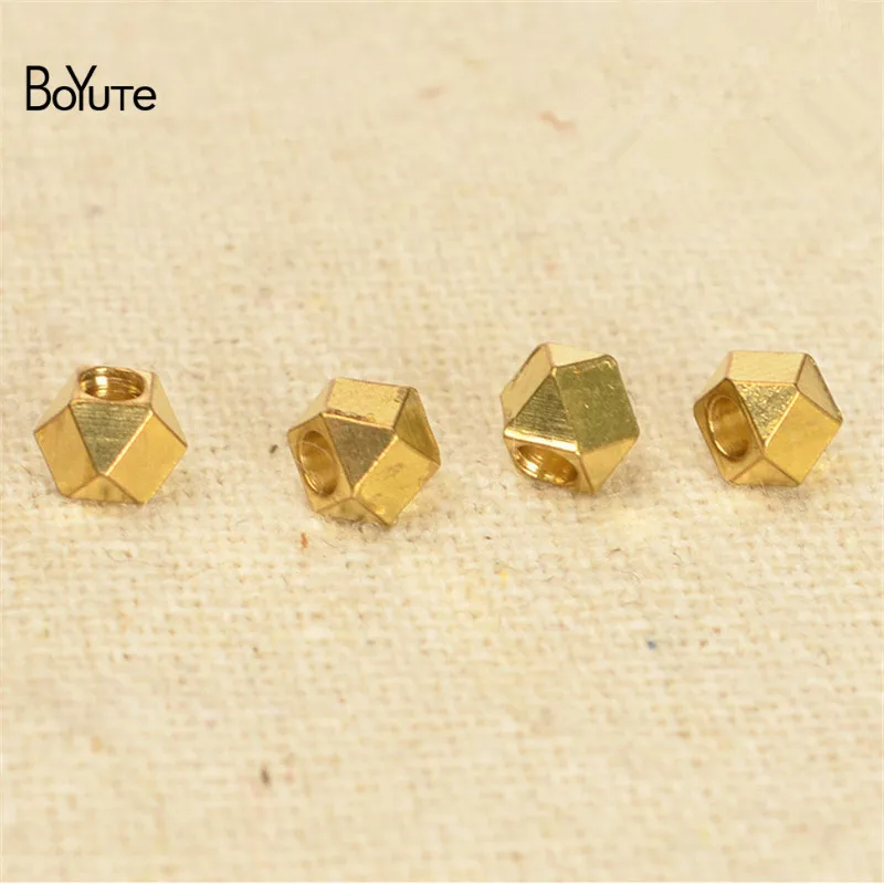 BoYuTe (100 Pieces/Lot) 2-2.5-3-4-5MM Metal Brass Solid Beads Spacer Beads Diy Jewelry Making Loose Beads