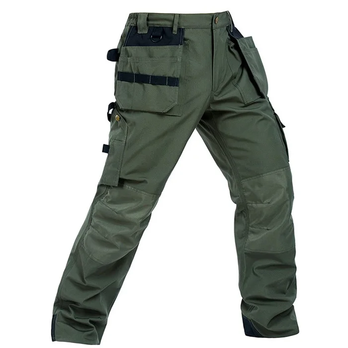 Bauskydd Men\'s High quality Polycotton workwear wear-resistance multi-pockets mens cargo  work trousers work pant army green