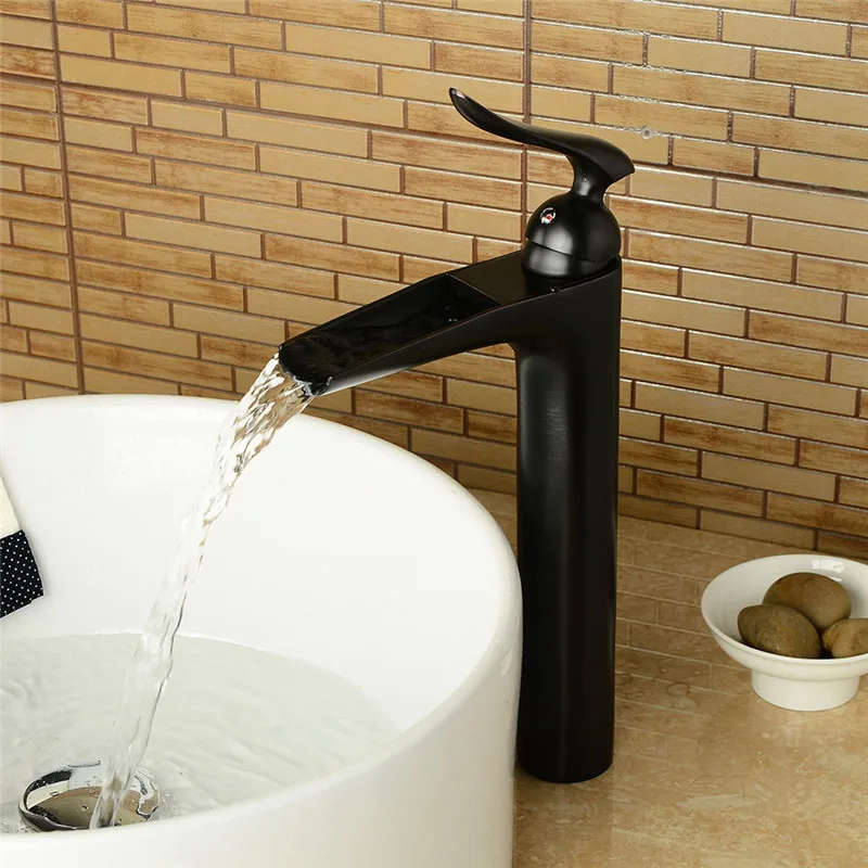 

Bathroom Basin Faucet Waterfall Faucet Black Hot & Cold Sink Faucet Basin Crane Tap Sink Mixer Tap Wash basin Torneira Grifo