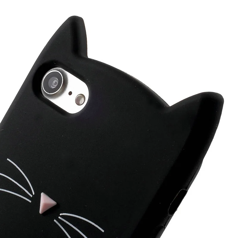 For iPhone 5S SE2016 Case Cute Cartoon Cat Ears Case 3D Silicone Soft Back Cover Black Pink Phone Shell Funda For iPhone 5 S 5SE