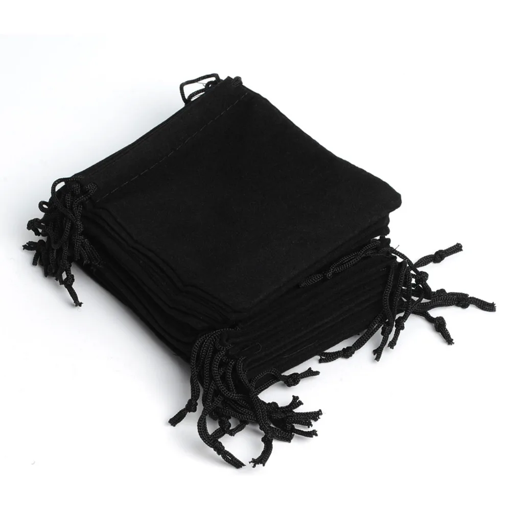 100pcs 12*10Cm Black Drawstring Velvet Pouch Jewelry Bags Bracelet Wedding New Year Christmas Party Ball Gift Bags sac cadeau