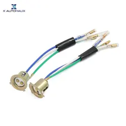 X Autohaux 2 Pcs 3 Wires Motorcycle Scooter Headlight Head Lamps Socket Holder Repair Adapter Replacement