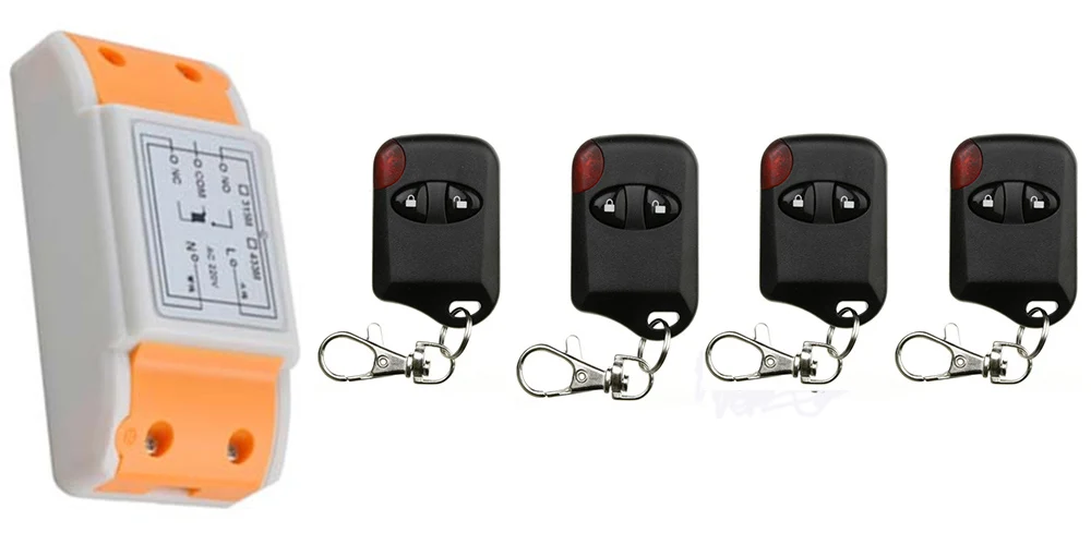 

AC220V 10A 1CH Wireless Remote Control Switch System 1*Receiver + 4 *cat eye Transmitters for Appliances Gate Garage Door