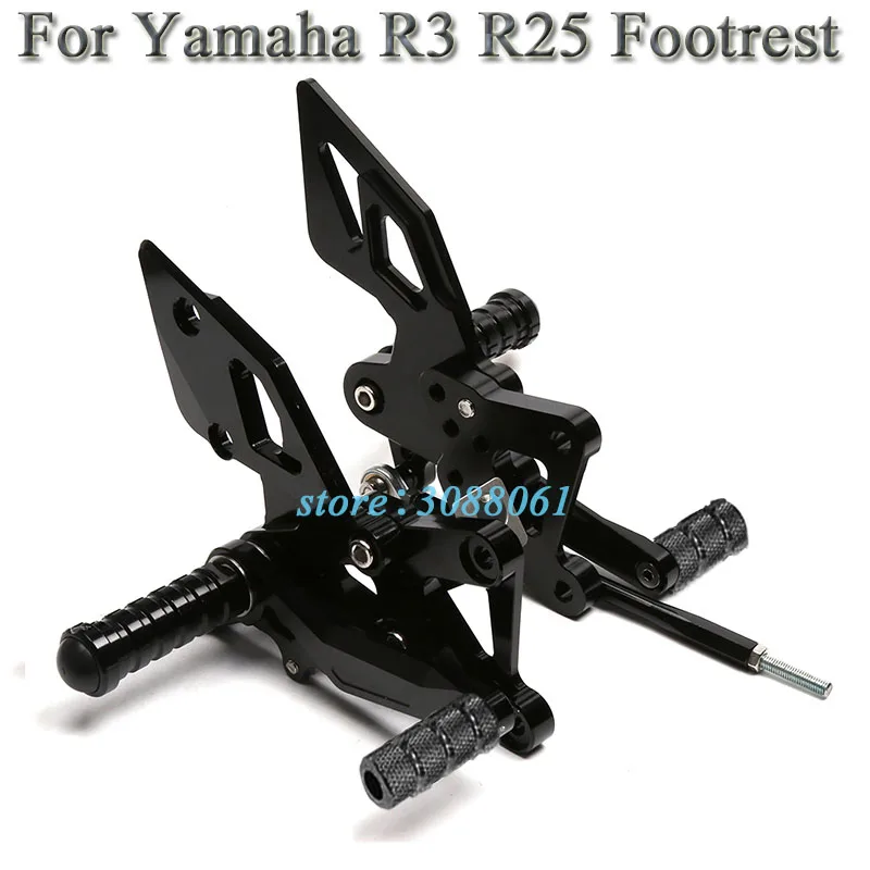 For Yamaha R3 R25 YZF-R3 Motorcycle Accessories CNC Aluminum Alloy Adjustable Rider Rear Set Rearset Footrest Foot Rest Pegs