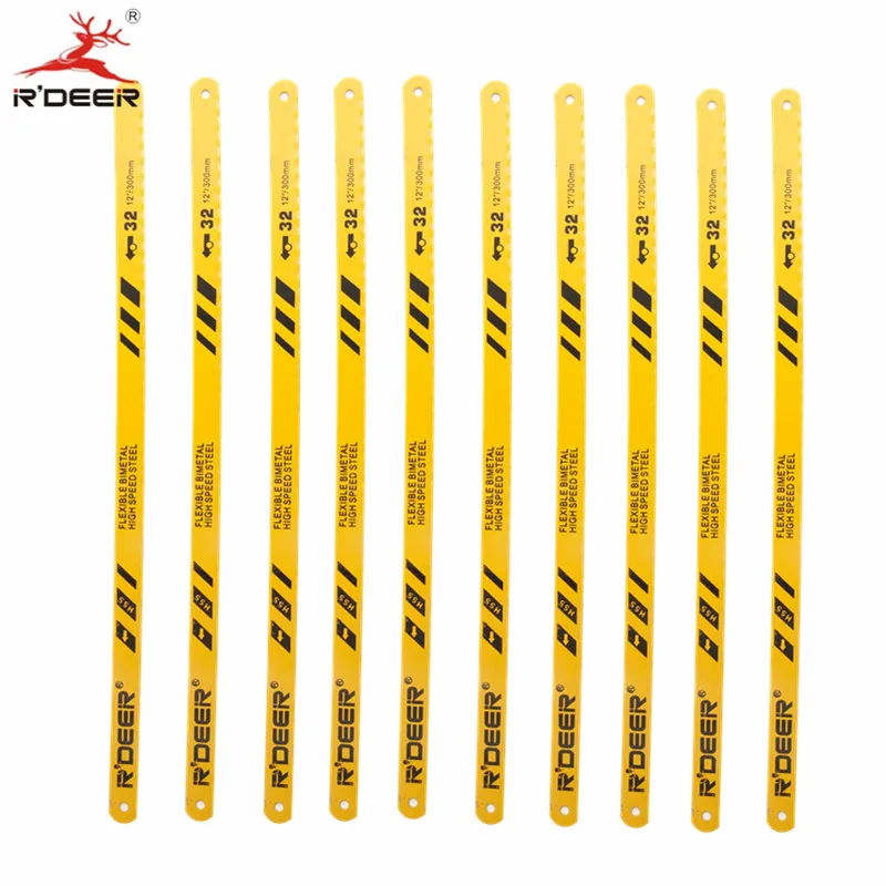 

RDEER 10pcs Jig Saw BladesHand Saw 300*12.6*0.6mm Hacksaw Blade Bl-Metal HSS For Cutting Stainless Steel Wood Hand Tool