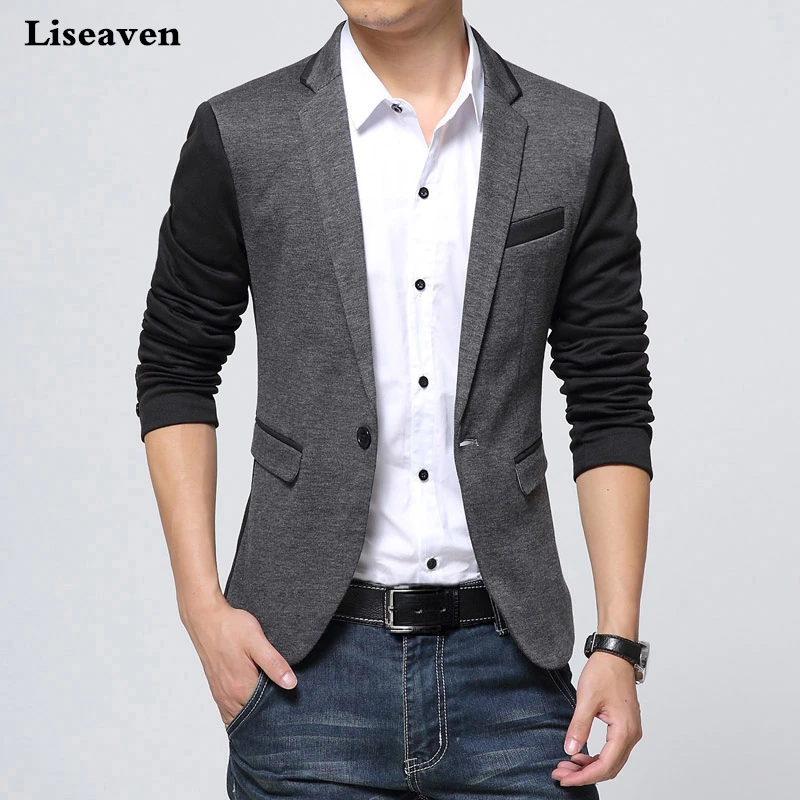 Liseaven Brand Clothing Blazer Men Fashion Coat Slim Male Clothing Casual Solid Color Mens Blazers Plus Size