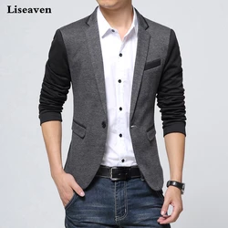 Liseaven-Chaqueta ajustada de marca para hombre, abrigo informal, Color sólido, talla grande, a la moda