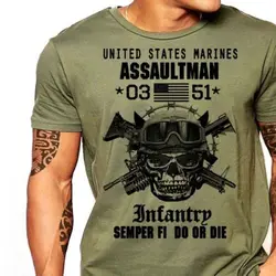 US Marines Infantry Assaultman T shirt men MOS 0351 USMC army short sleeve casual tee USA plus size S-3XL