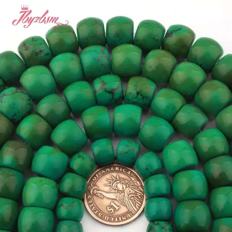 8x10,10x12,12x14,14x16mm Drum Green Turquoises Stone Loose Beads For DIY Necklace Bracelets Jewelry Making 15\