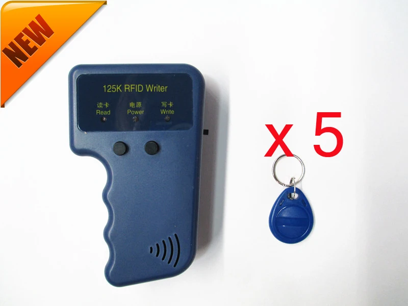 English RFID Handheld 125KHz EM4100 ID Card Copier Writer Duplicator with 5 Writable Tags