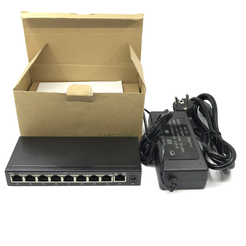 ANDDEAR-10/100 mbps rj45 สวิทช์ poe 802.3af 9 poort voeding 15.5 w สำหรับกล้อง ip nvr ip เซนโฟน wifi access point poe switch