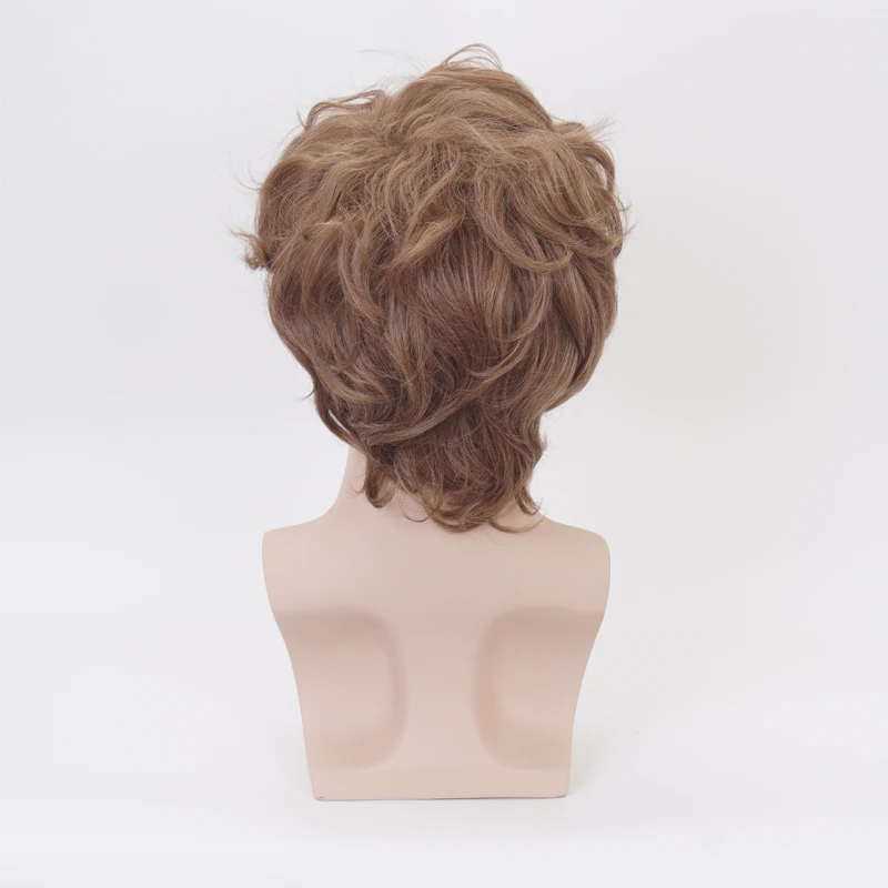 Frodo Baggins Cosplay Wig Short Brown Curly Heat Resistant Synthetic Hair Anime Role Play Cosplay Wigs + Wig Cap