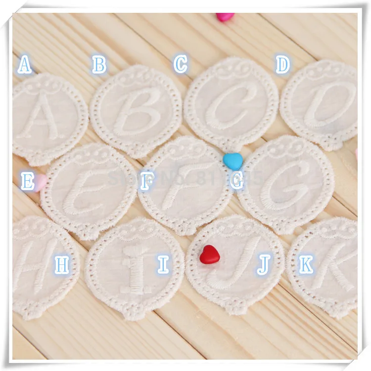 26 PCS/LOT Free Shiping Handmade DIY Sew-On 100% Cotton Embroidery Venice Lace Applique Vintage Letter A-Z Patch Retro