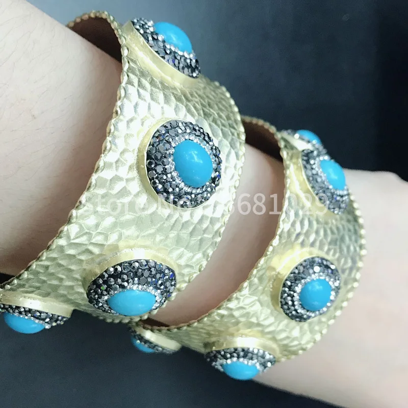 Yellow snakeskin personality fashion open bracelet manual mosaic