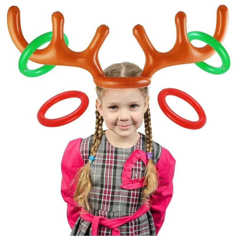 1Set Inflatable Elk Horn Toys Deer Ferrule Head Shape Adult Kids Ferrule Game Baby Shower Christmas DIY Home Party Decoration