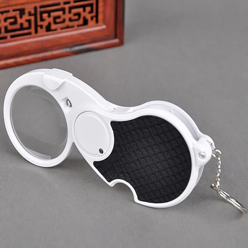 

Free Shipping 5x LED Portable Reading Magnifier Folding Section Handheld magnifying Glass with Lights Pocket Loupe