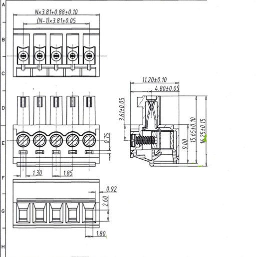 3.81Mm PCB Cắm Vít Nhà Ga Khối cắm + Góc Ổ Cắm 2 Chấu Đến 16 Pin